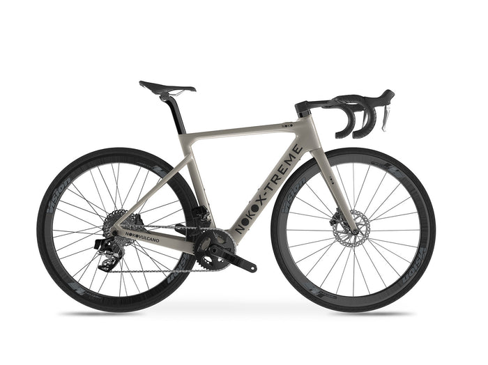 NOKOVULCANO X-TREME Gold Metallic, Gravel-E-Bike mit Carbonrahmen und Carbonlaufrädern