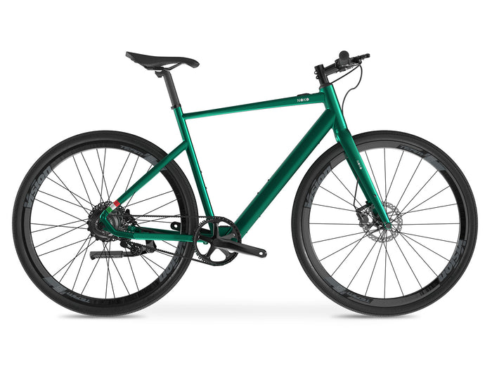 NOKOFORZA Green Emerald, City-E-Bike mit Riemenantrieb und geradem Aluminiumlenker