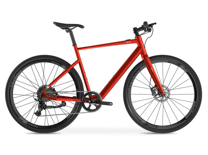 NOKOURBAN Orange Amber Flare urban e-bike with chain drive and flat aluminium handlebar