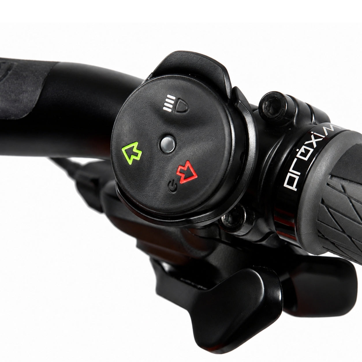 Garmin Remote Shifter mounted on a NOKO e-bike handlebar for FSA HM 1.0 assistance control